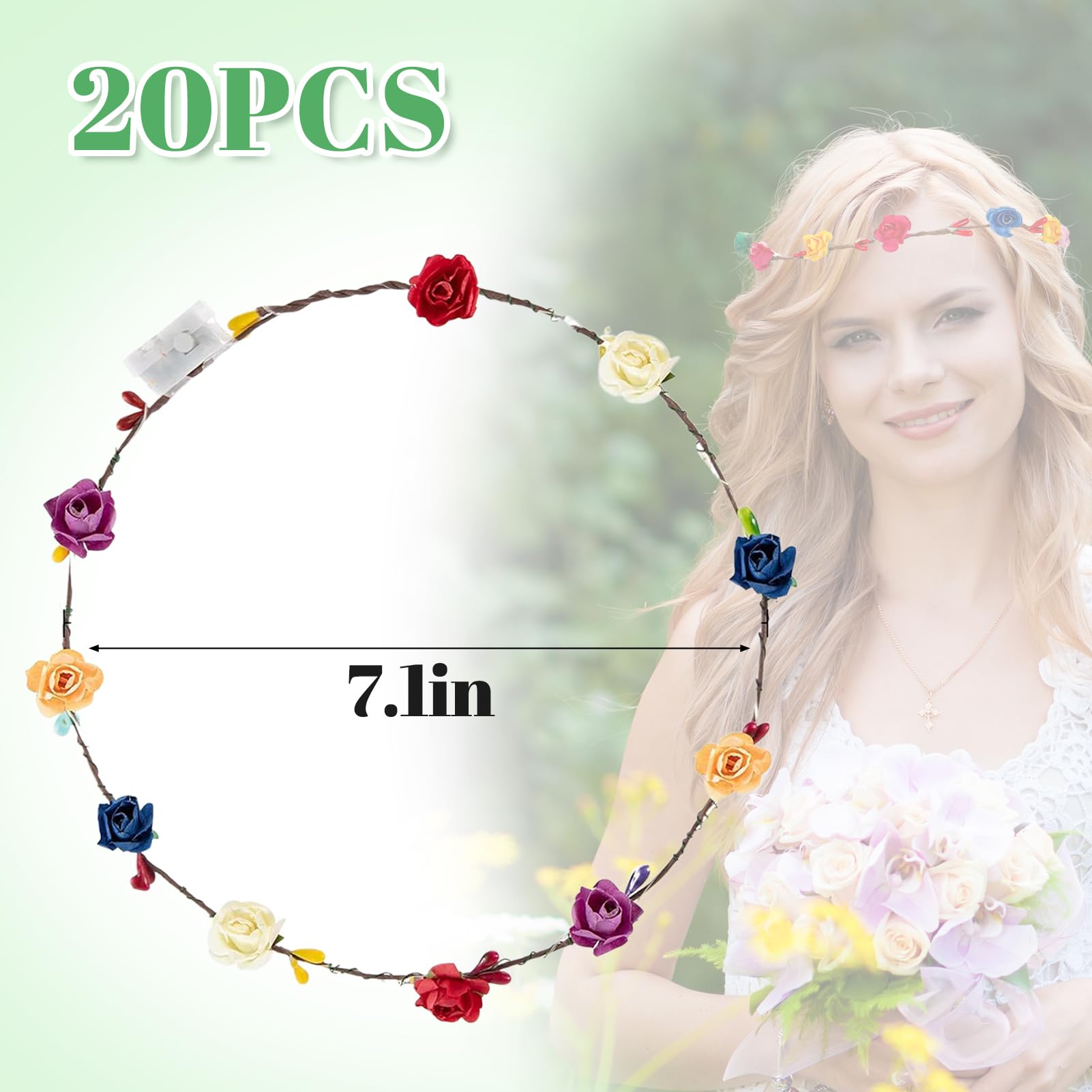 Cosweet LED flower crowns gift set, perfect for celebrations.