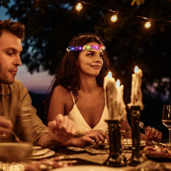 Cosweet LED flower crowns three light models, quick, slow, and steady.