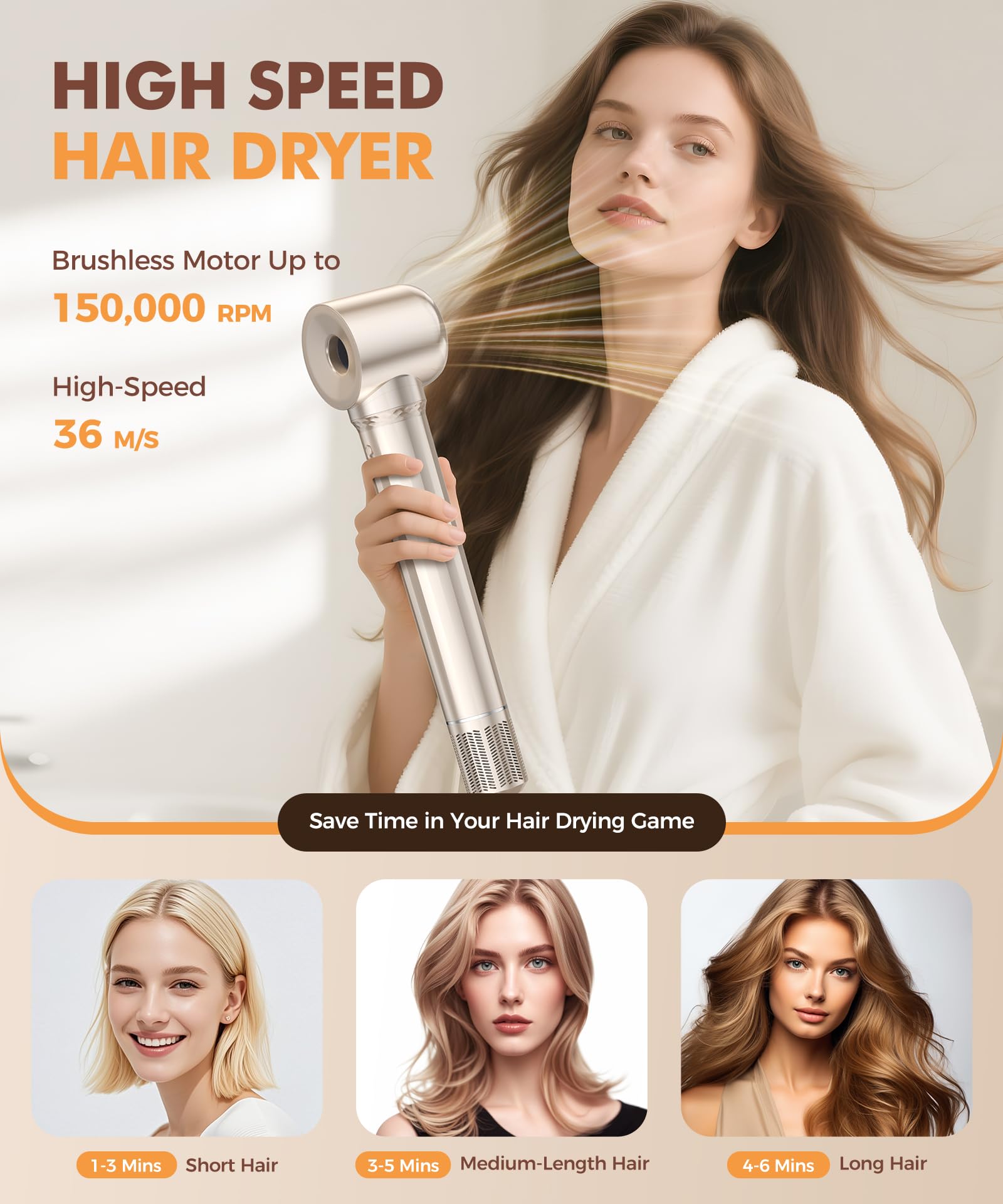 Cosy Companions 6-in-1 hair dryer brush small curl-barrel for tight curls