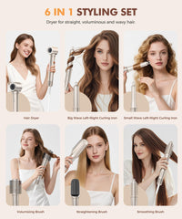 Cosy Companions 6-in-1 hair dryer brush gold side view for styling control