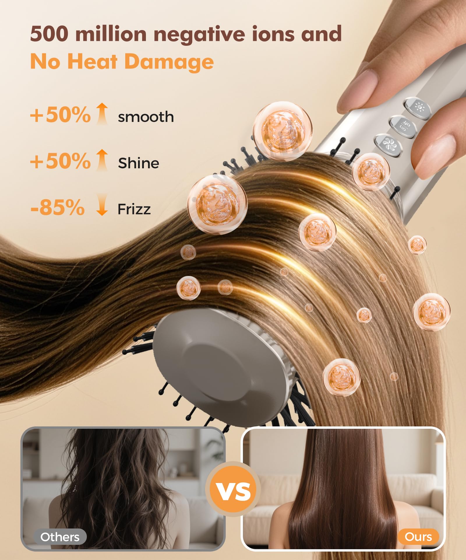 Cosy Companions 6-in-1 hair dryer brush oval-brush for smoothing and volume