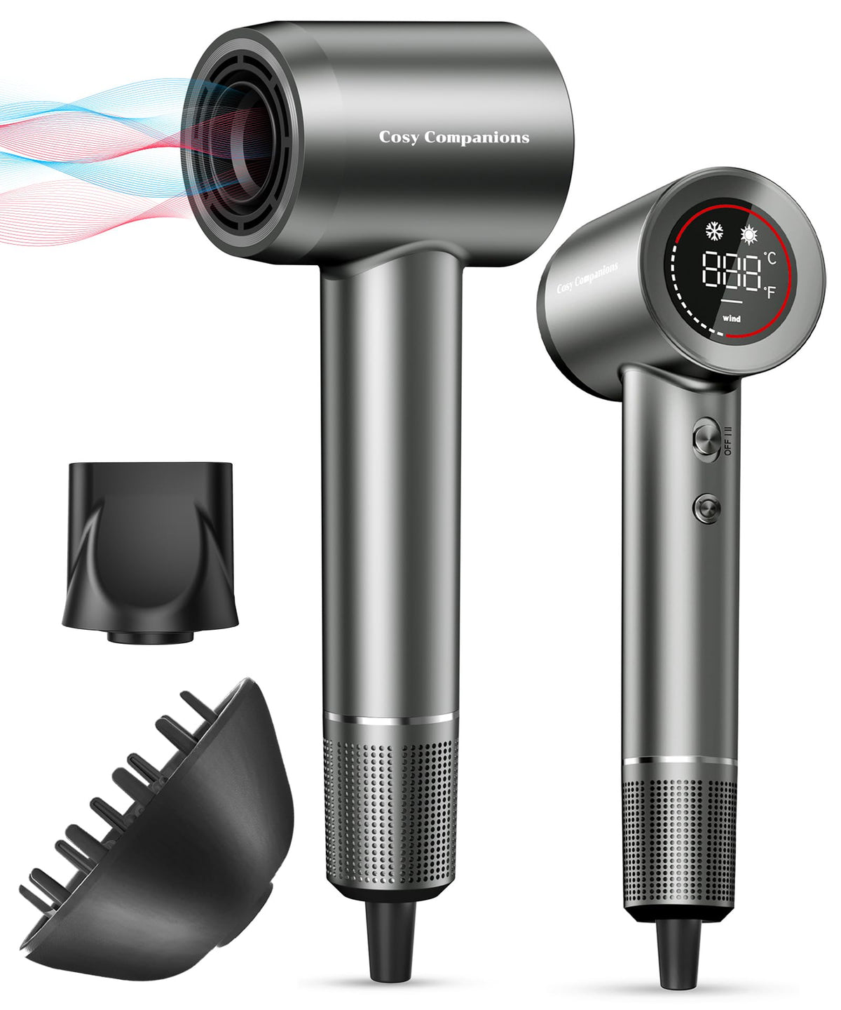 Cosy Companions hair dryer showing 150000rpm motor for fast drying