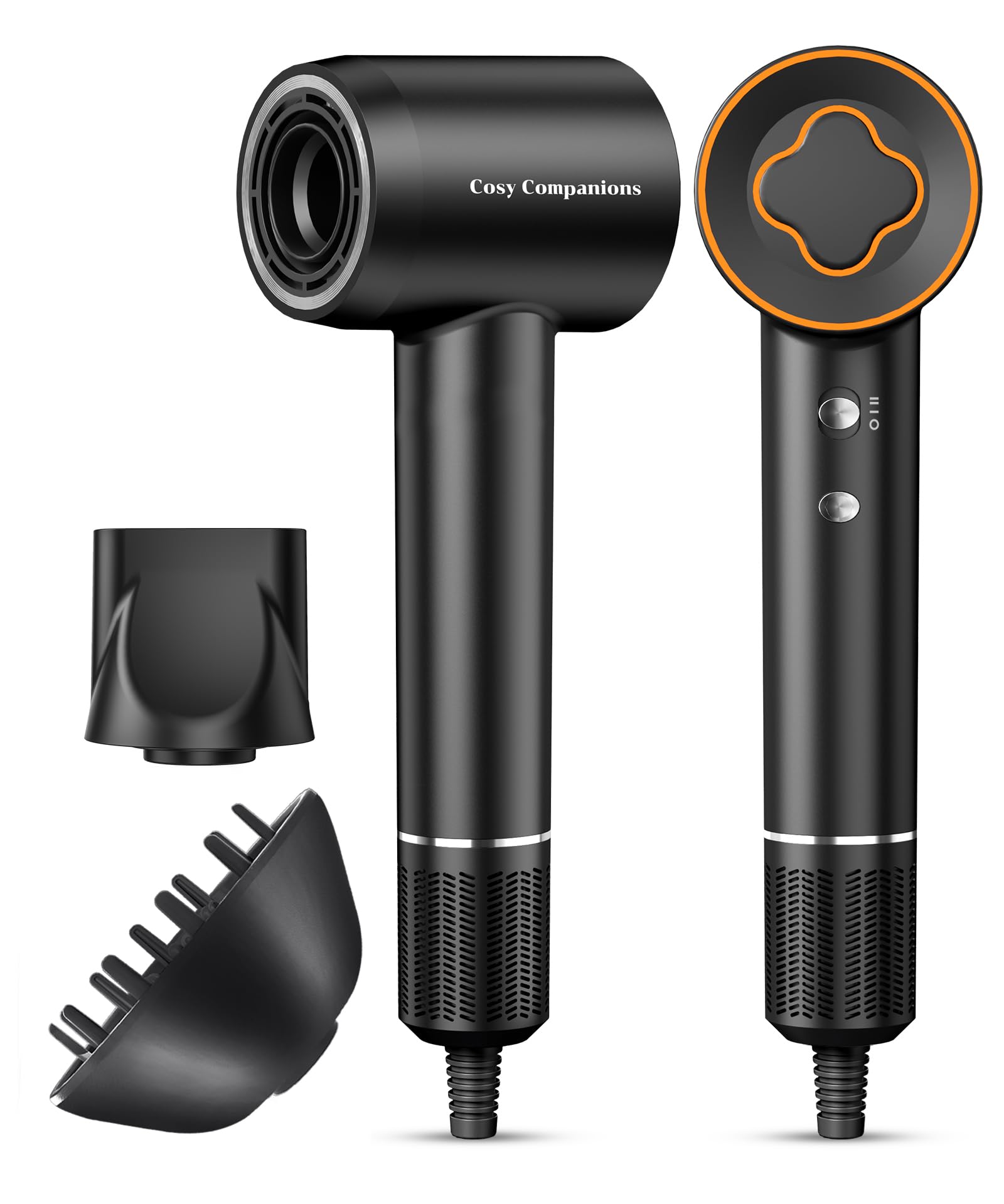 Cosy Companions hair dryer with compact ergonomic handle for travel and storage.