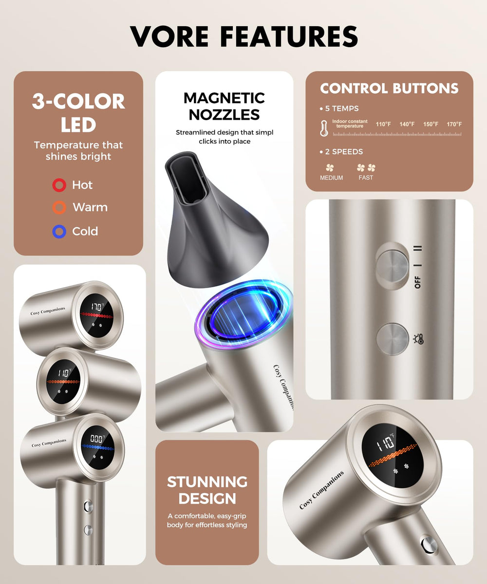 Cosy Companions hair dryer with diffuser attached supports even salon-like curls.