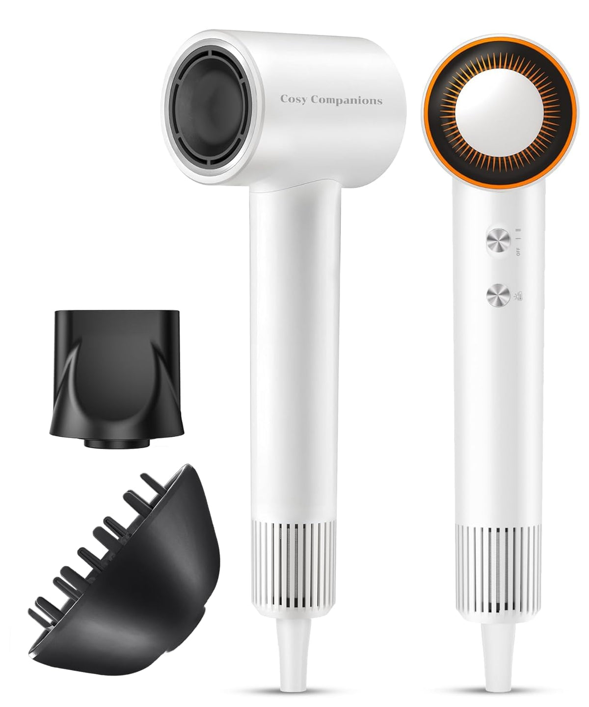 Cosy Companions hair dryer front view showing compact design for fast daily styling