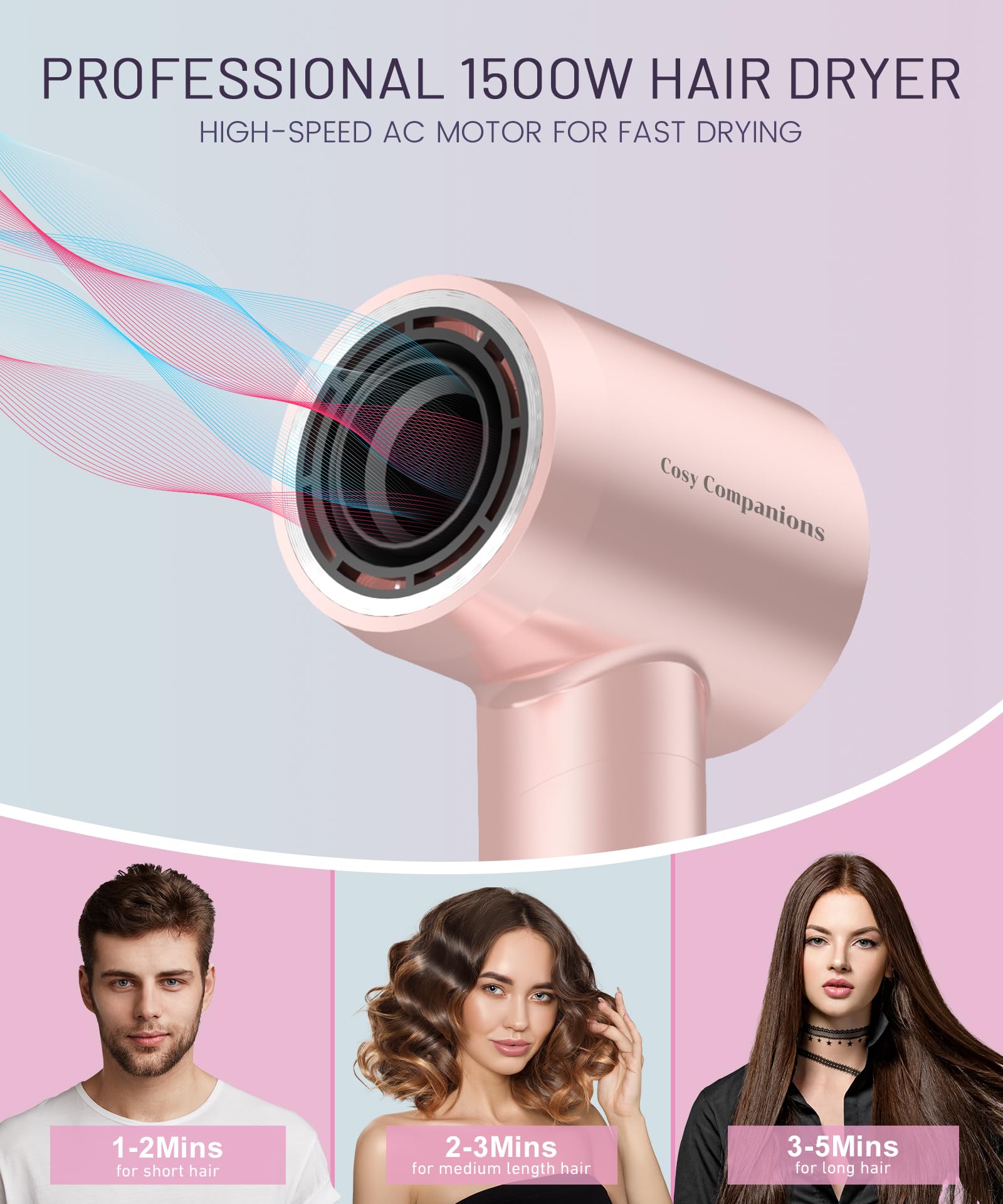 Cosy Companions hair dryer temperature LED indicators help you tailor heat safely.