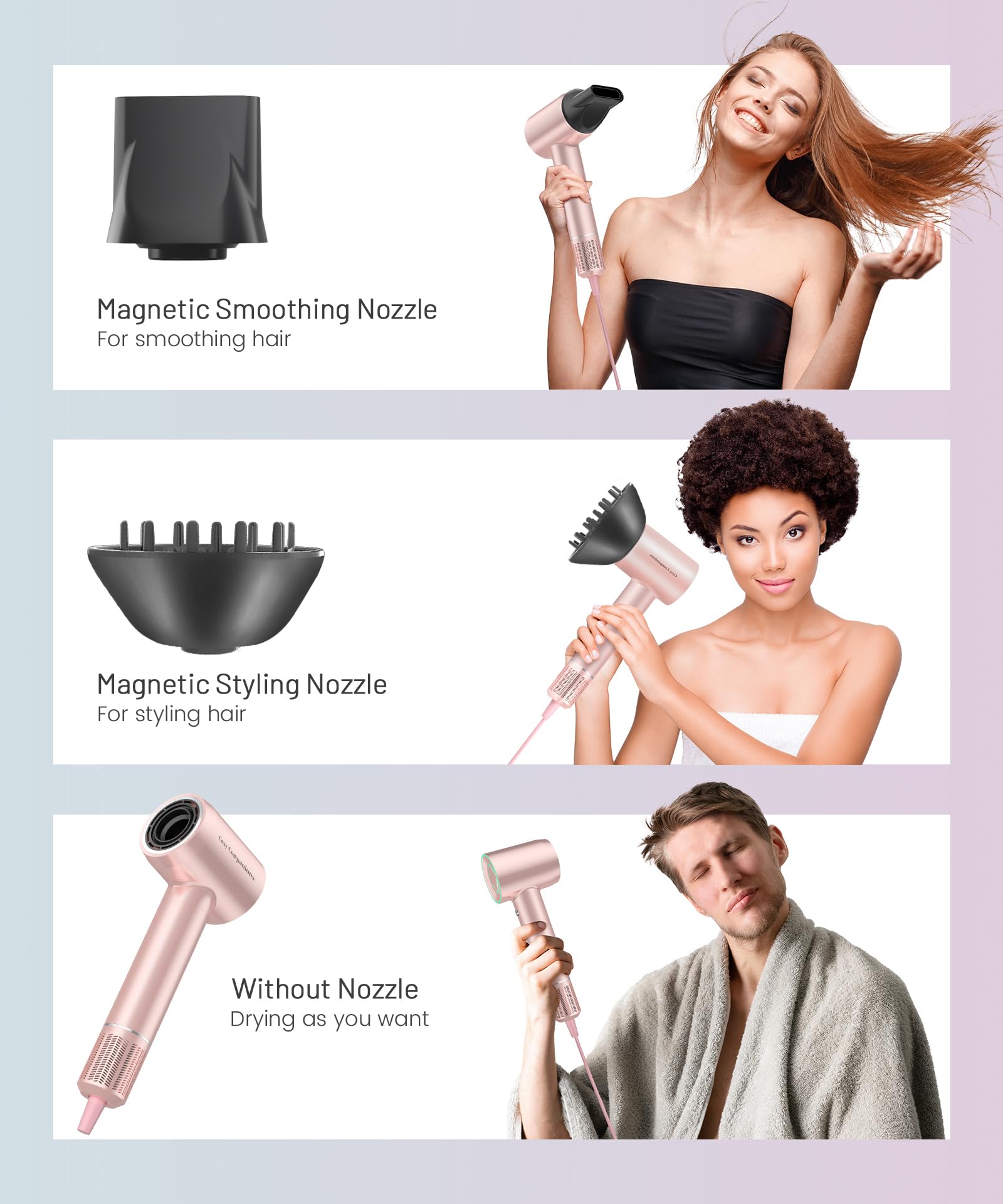 Cosy Companions hair dryer compact build is ideal for home and travel.