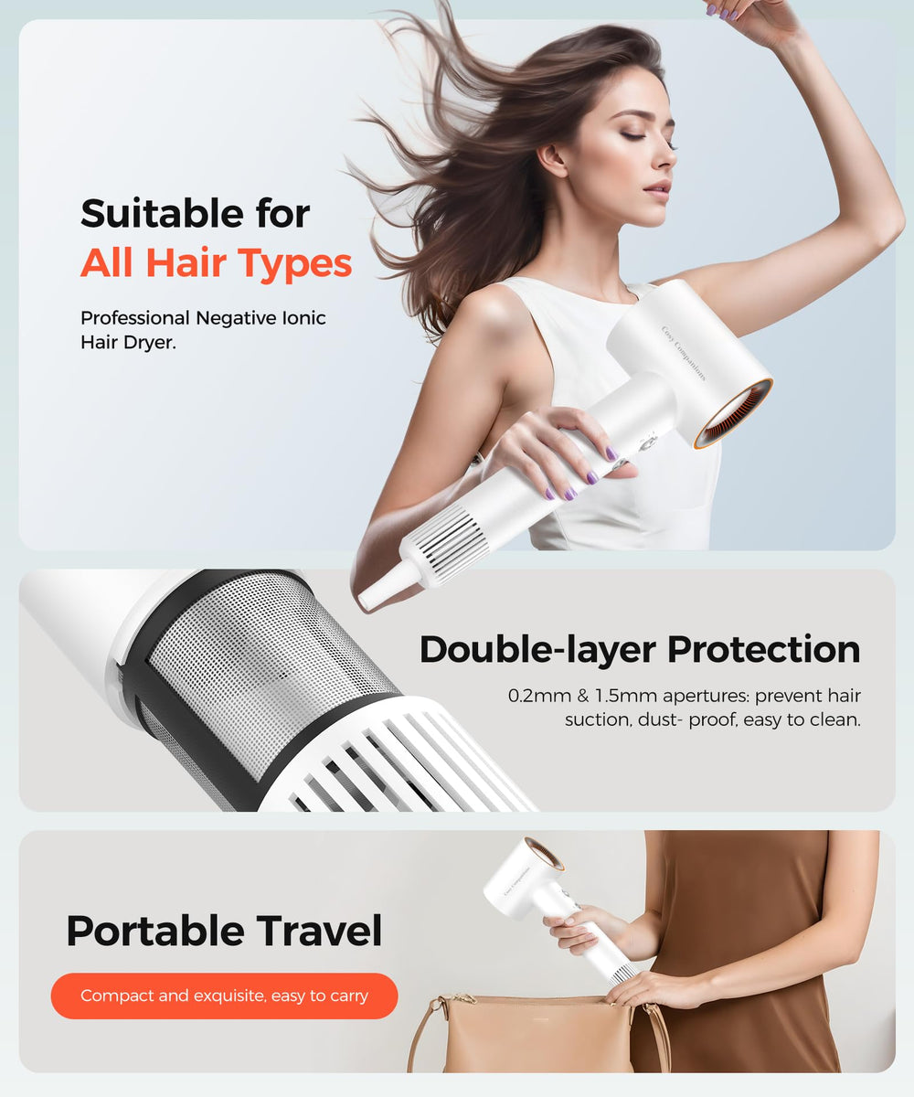 Cosy Companions hair dryer in travel setup illustrating portable styling