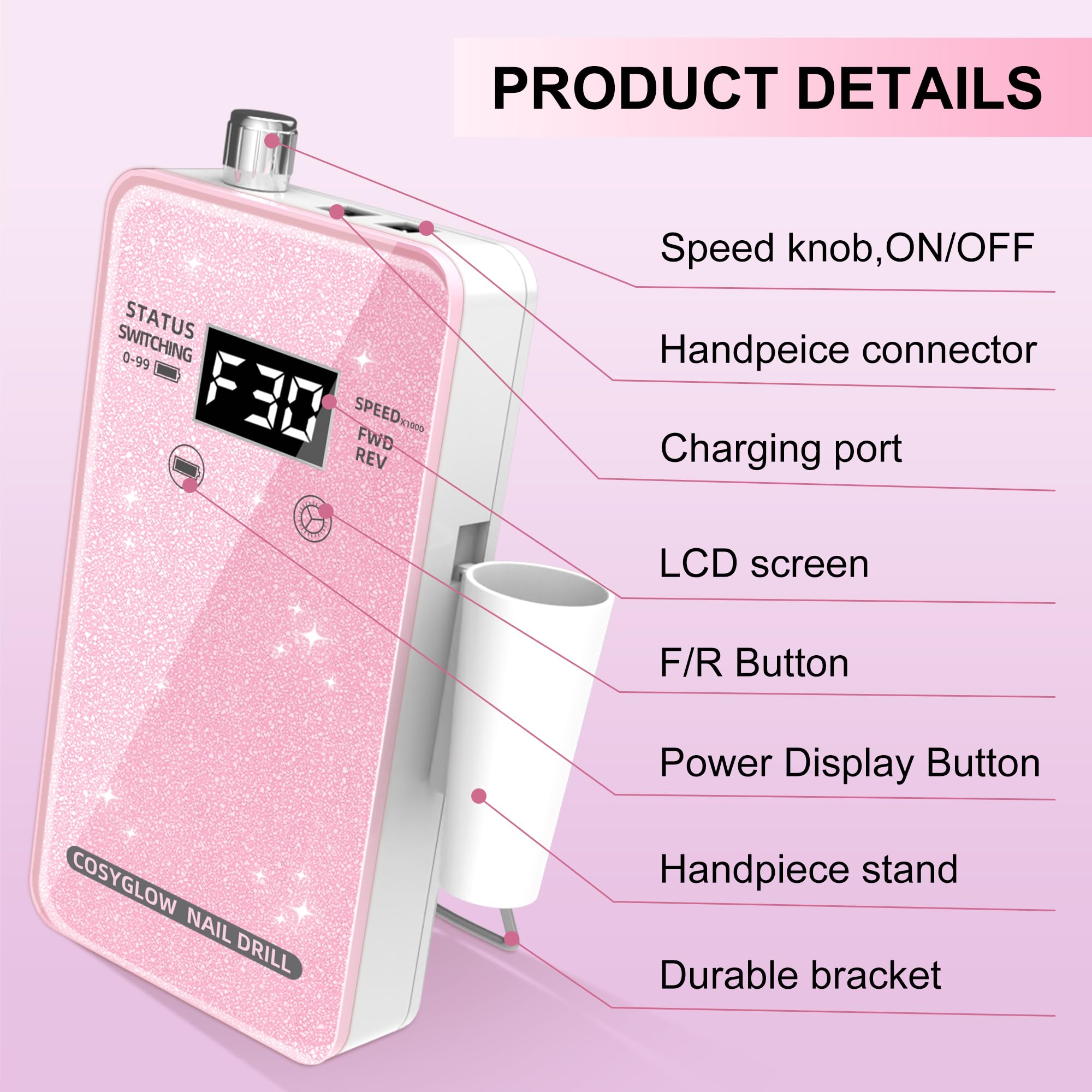 COSYGLOW pink kit image showcases stylish manicure kit ready for on-the-go use.
