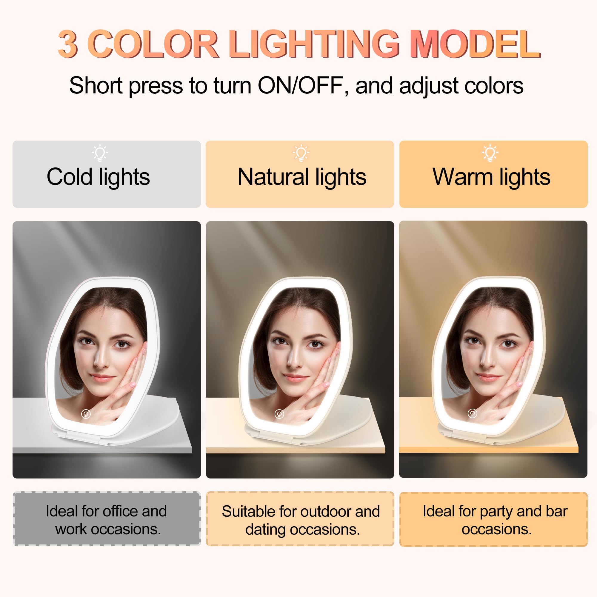 COSYGLOW mirror displays 3-color light modes for flexible lighting