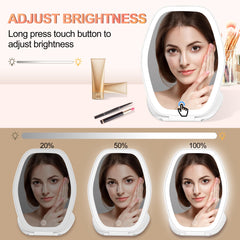 COSYGLOW touch control on mirror demonstrating dimmable brightness