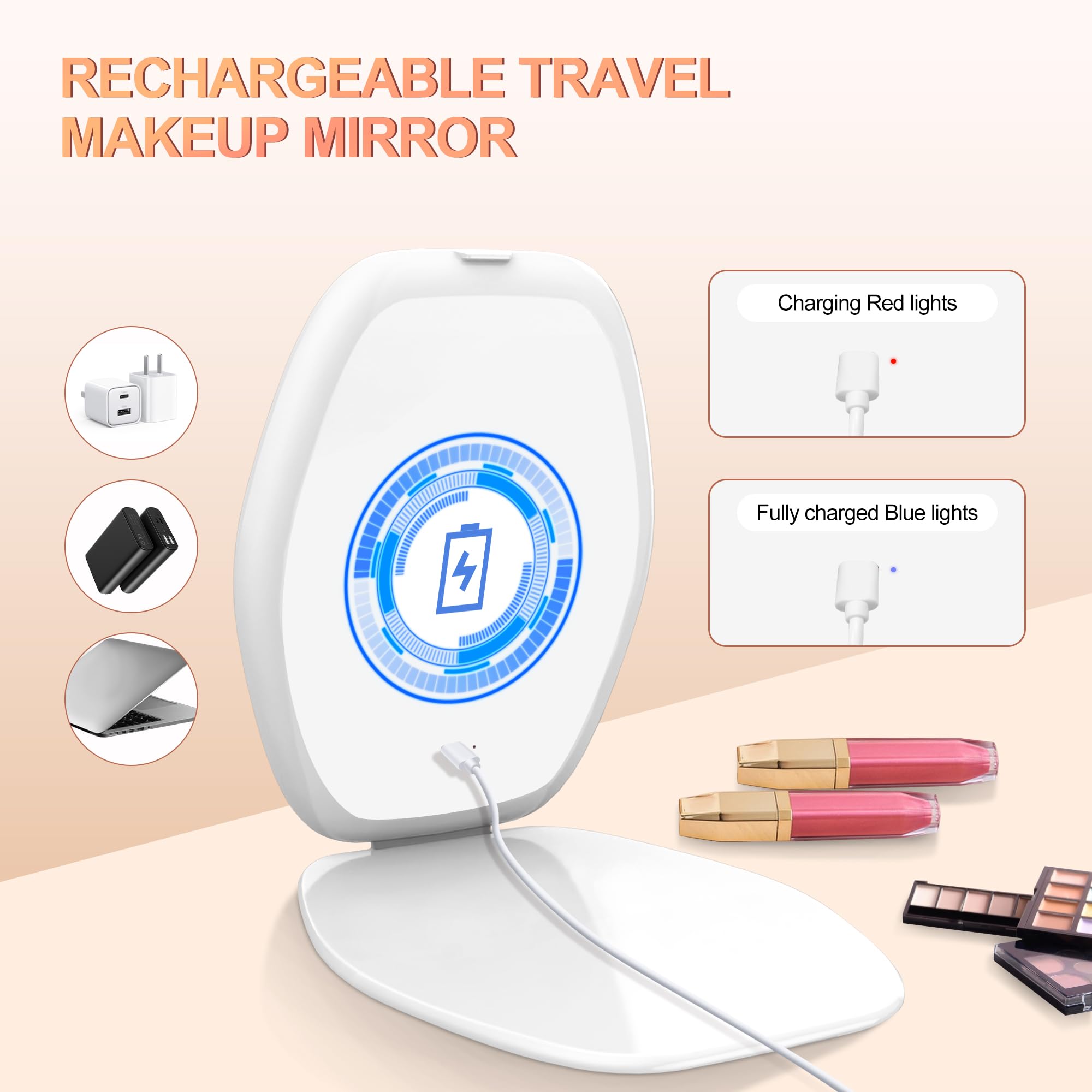 COSYGLOW portable folded mirror fits into bags for travel touchups