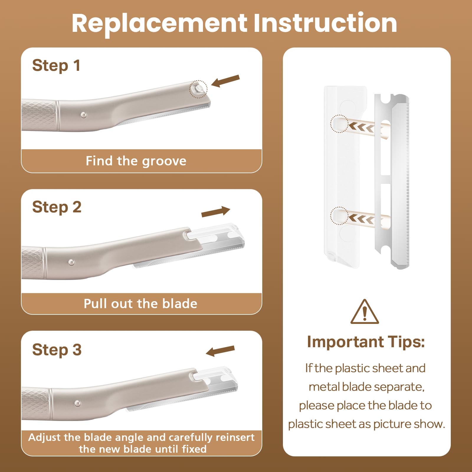 COSYLIFE Eyebrow Razor plastic inserts image emphasizes worry-free blade attachments