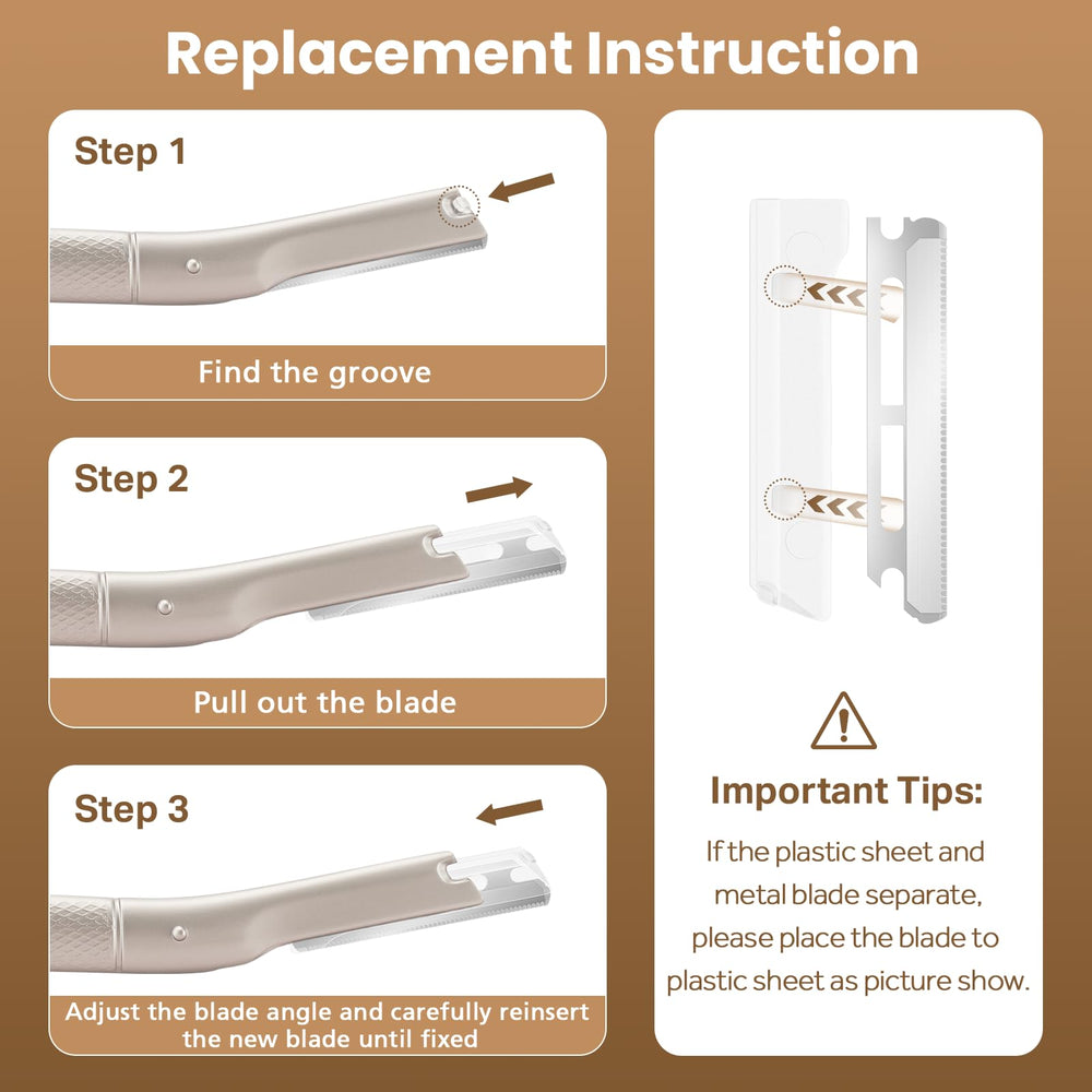 COSYLIFE Eyebrow Razor plastic inserts image emphasizes worry-free blade attachments