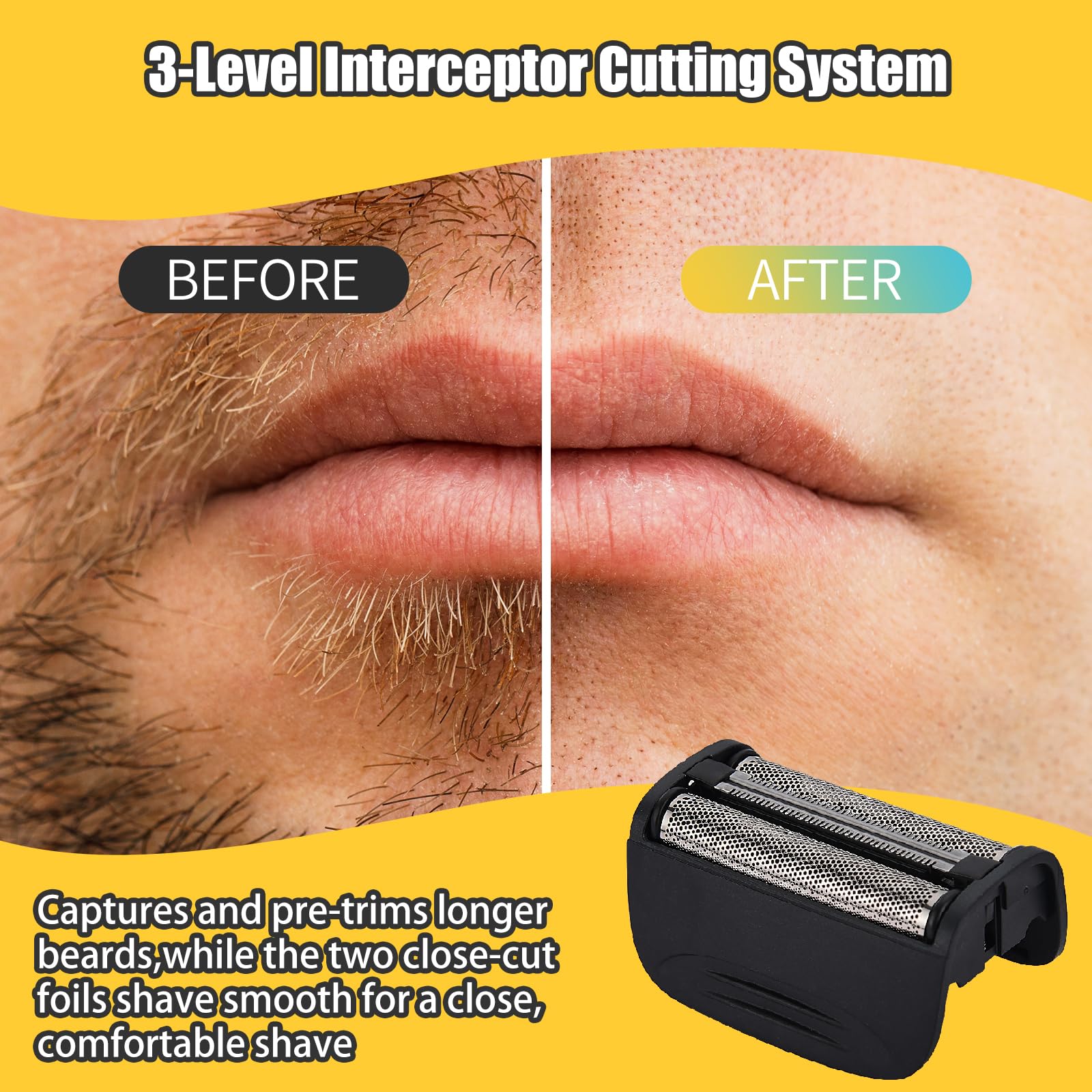 COSYONALL hypoallergenic foil head detail with bump-prevent tech for comfortable shaving.