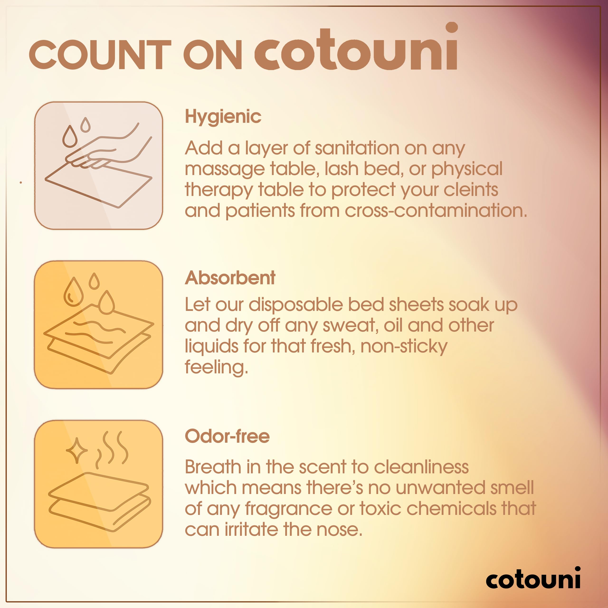 Cotouni 30gsm nonwoven material close up highlighting sturdy yet lightweight quiet sheets