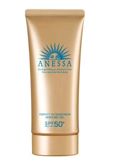 Anessa Perfect UV Skin Care Gel N Sunscreen bottle offers lightweight sun protection and makeup-base versatility.