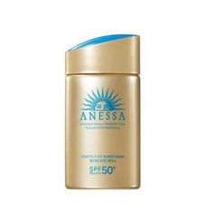 cotton-labo ANESSA sunscreen milk pour shows silky texture for easy daily application.