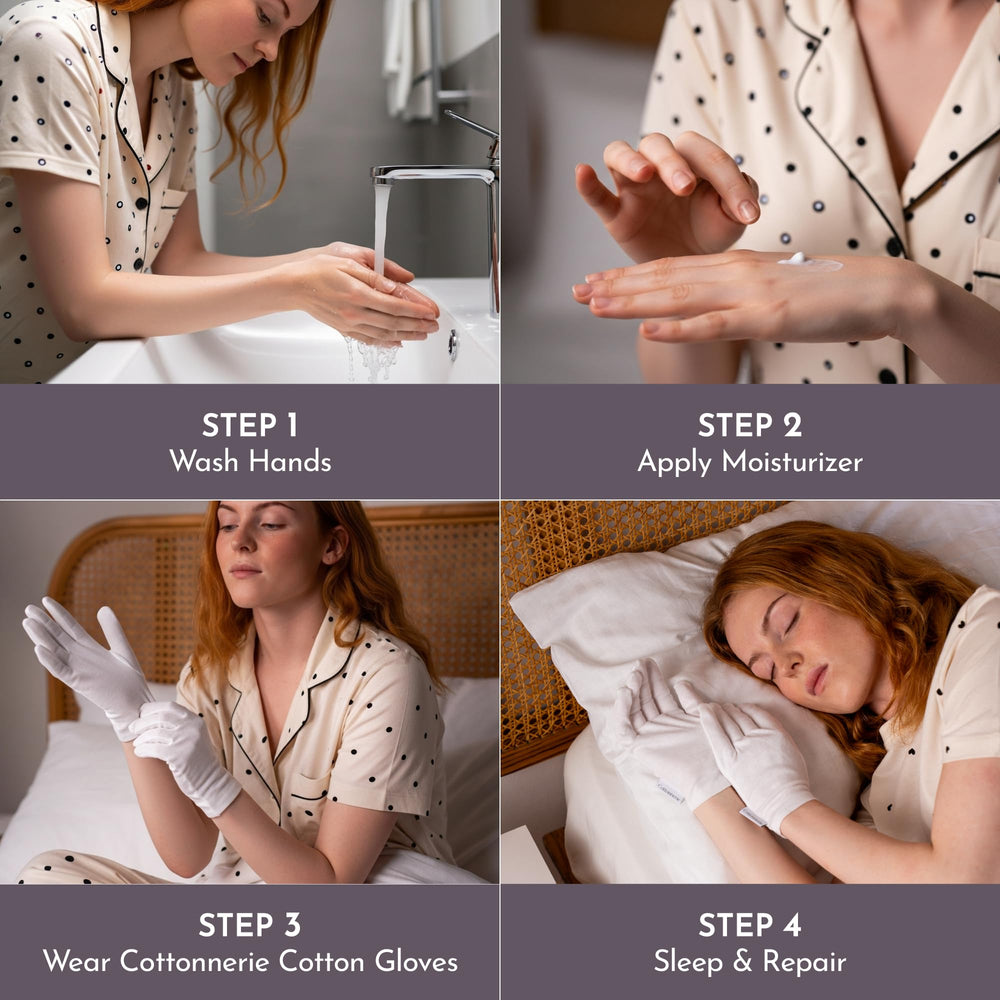 Cottonnerie Basics gloves with different sizes visual for comfortable fit