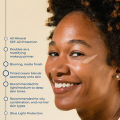 CoTZ Face Prime & Protect on the face demonstrates primer and sunscreen in one