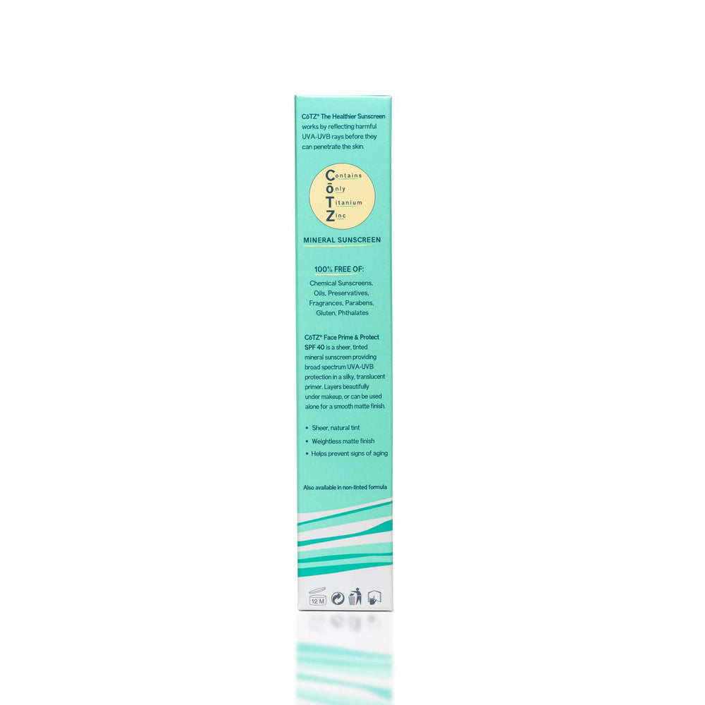 CoTZ Face Prime & Protect packaging displayed with makeup-ready prep steps