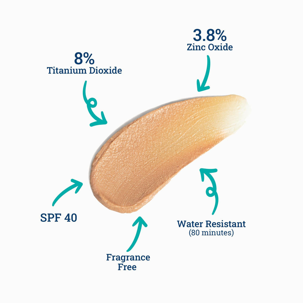 CoTZ Face Prime & Protect swatch on skin displaying tinted coverage and UV protection