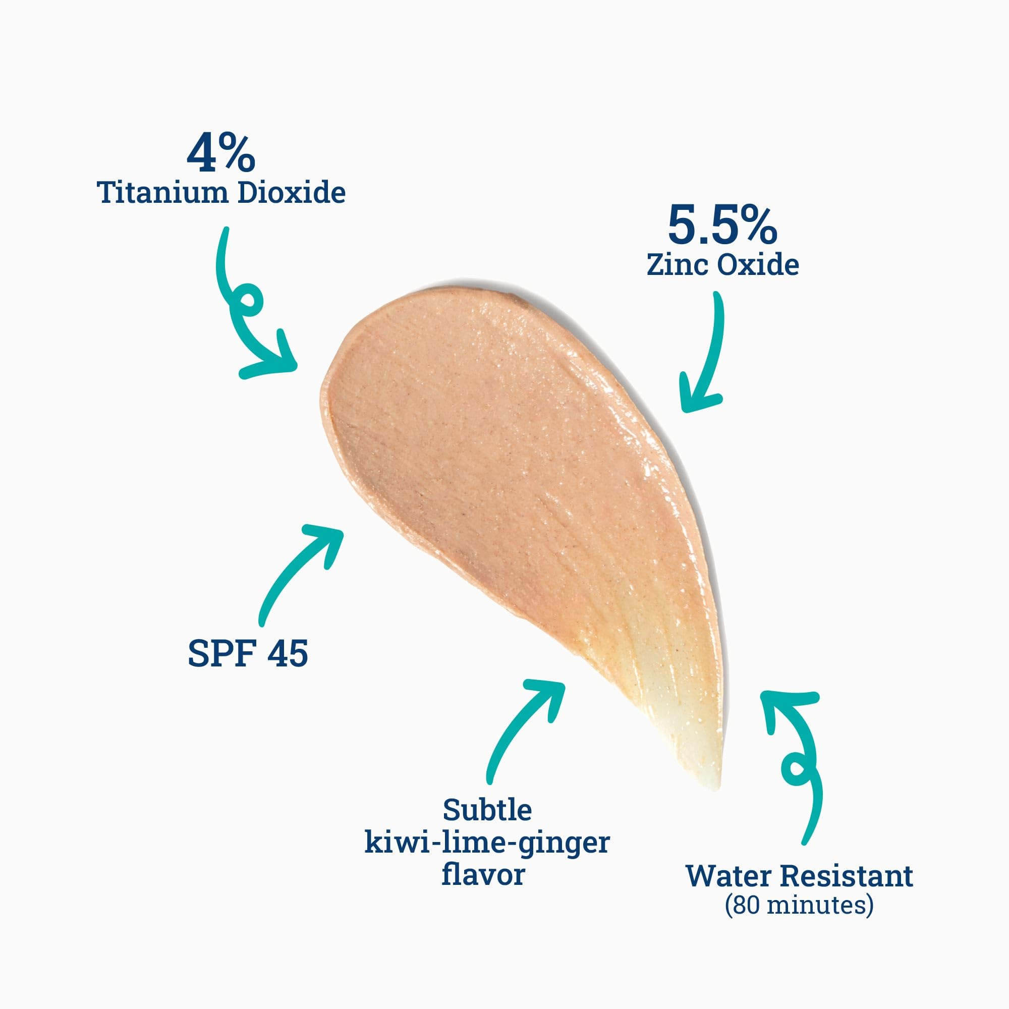 CoTZ Lip SPF 45 application on lip shows smooth, protective layer