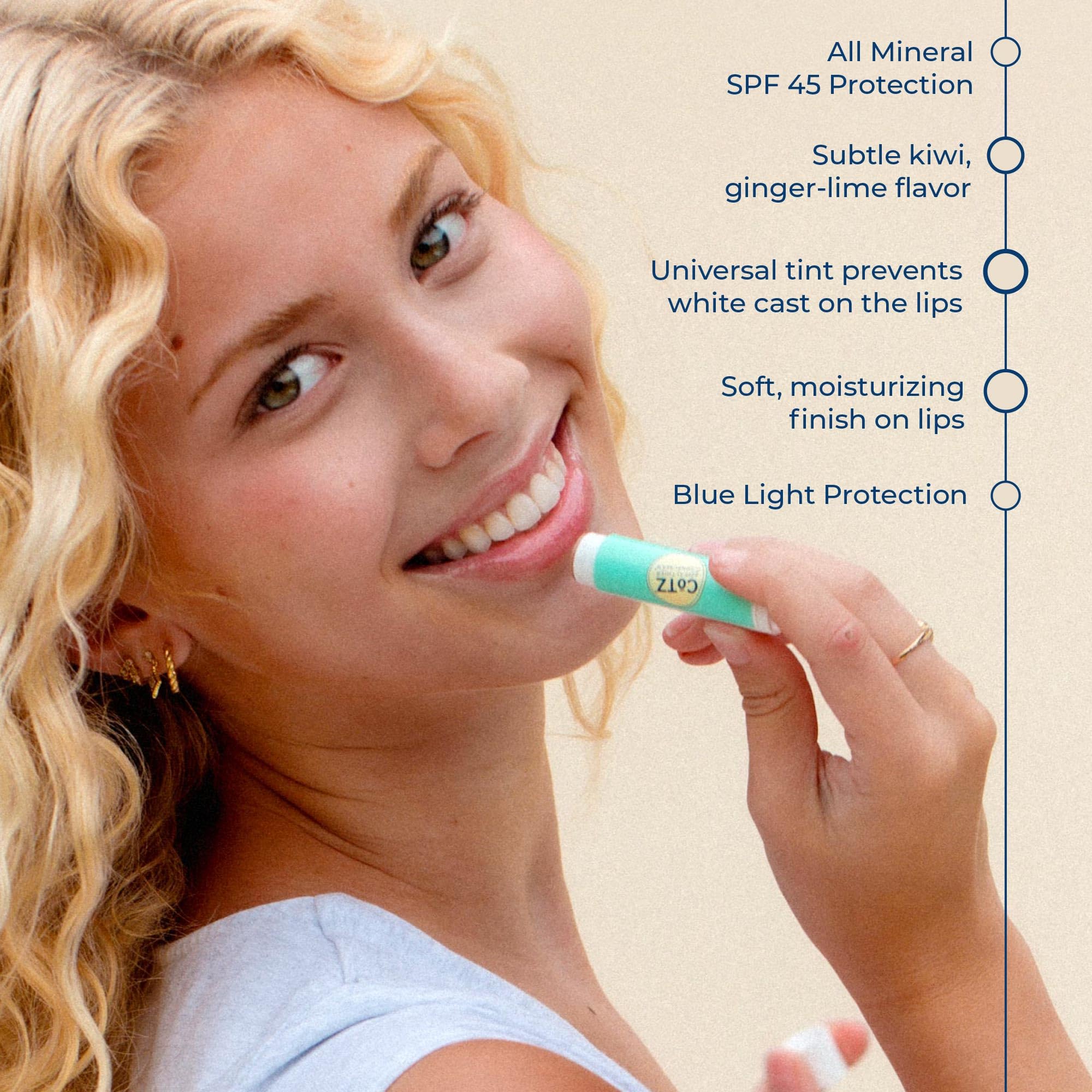 CoTZ Lip SPF 45 balm texture appears silky for comfortable wear