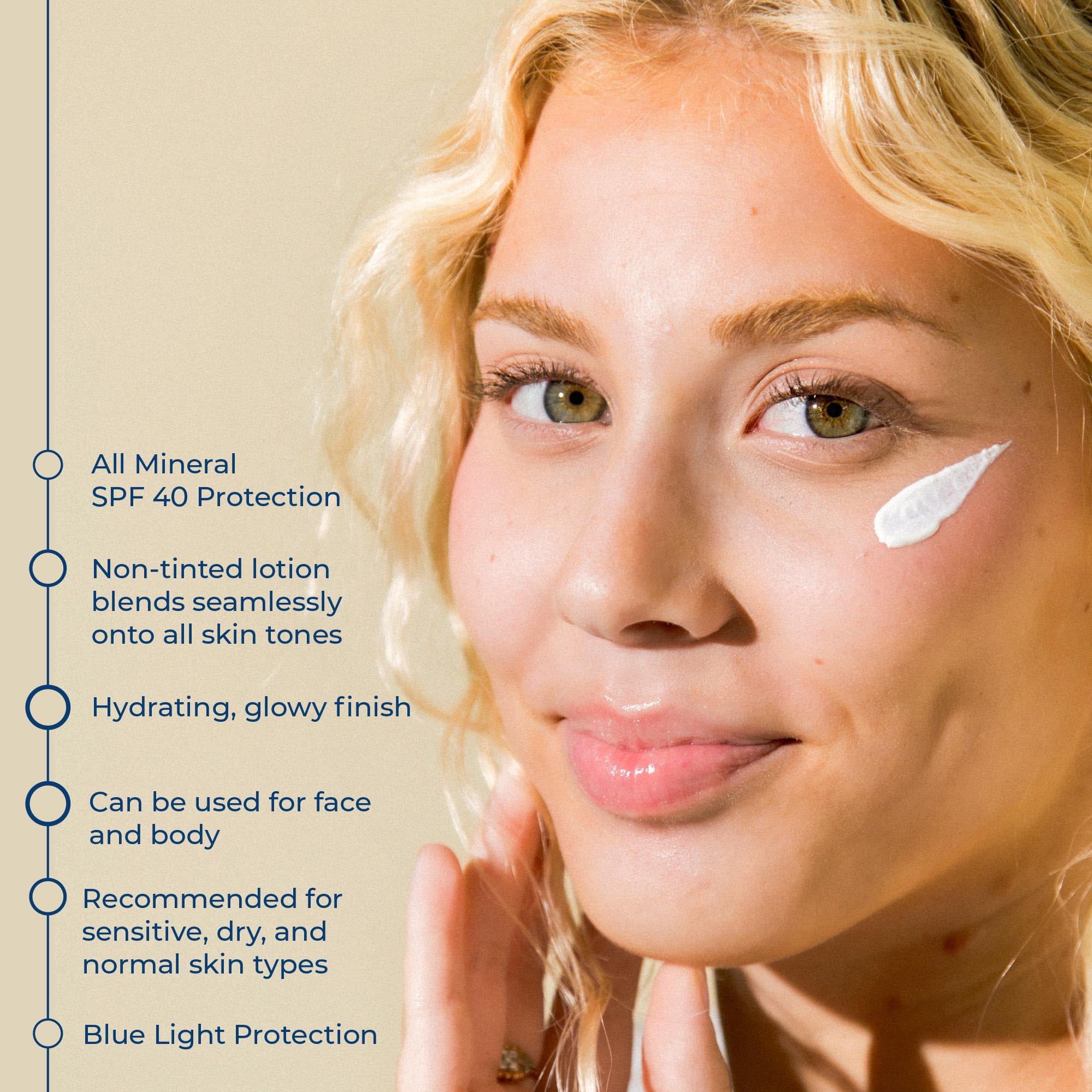 CoTZ Sensitive sunscreen on face and body for daily UVA UVB protection