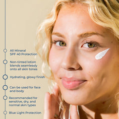 CoTZ Sensitive sunscreen on face and body for daily UVA UVB protection