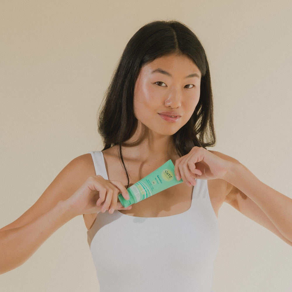 CoTZ Sensitive SPF 40 cream demonstrating mineral protection
