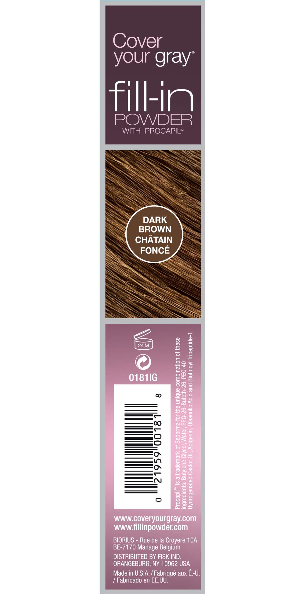 Cover Your Gray Fill In Powder dark brown pack-2 brush-applicator shows precise application.