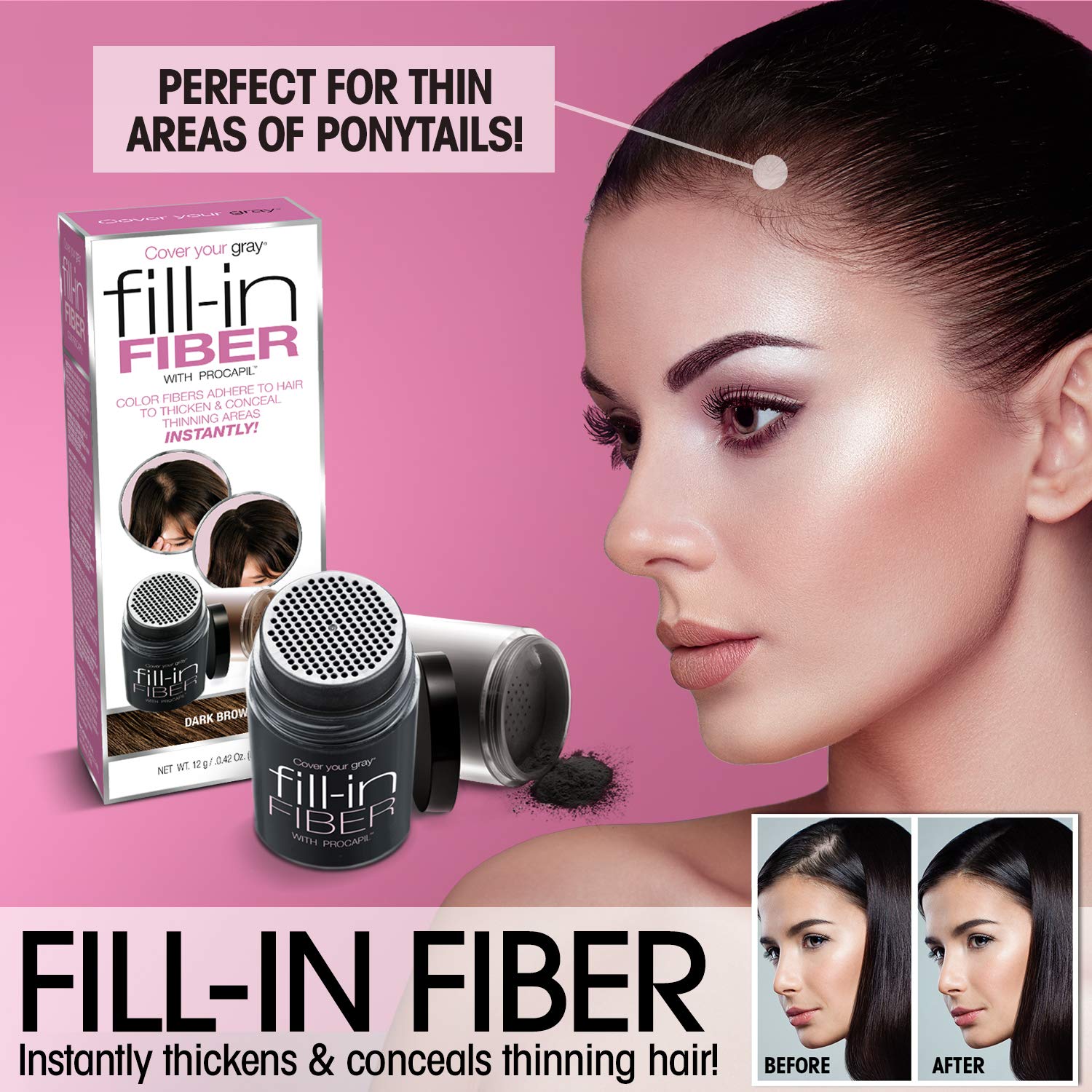 Open compact of Cover Your Gray Fill In Powder dark brown pack-2 ready for use.