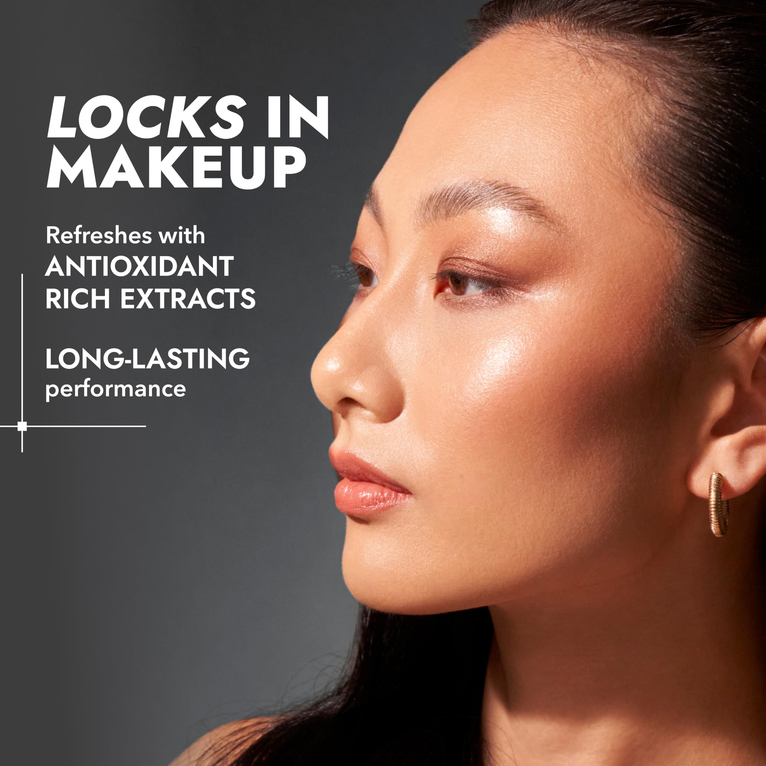 Cover FX high-performance setting spray delivers transfer-proof finish.
