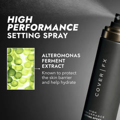 Cover FX setting spray resists water and sweat for daily wear.