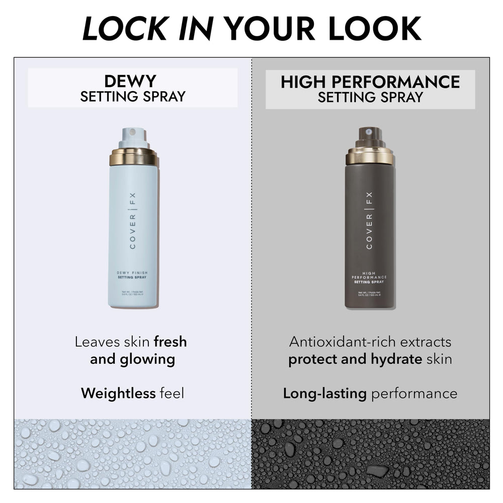Cover FX mist on a makeup sponge for seamless foundation application.