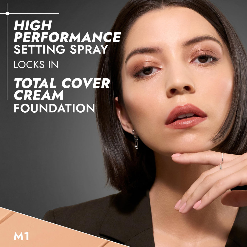 Cover FX spray held 8-10 inches for even coverage.