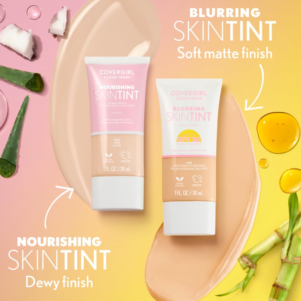 COVERGIRL Clean Fresh Blurring Skin Tint 2 percent Niacinamide supports balanced skin