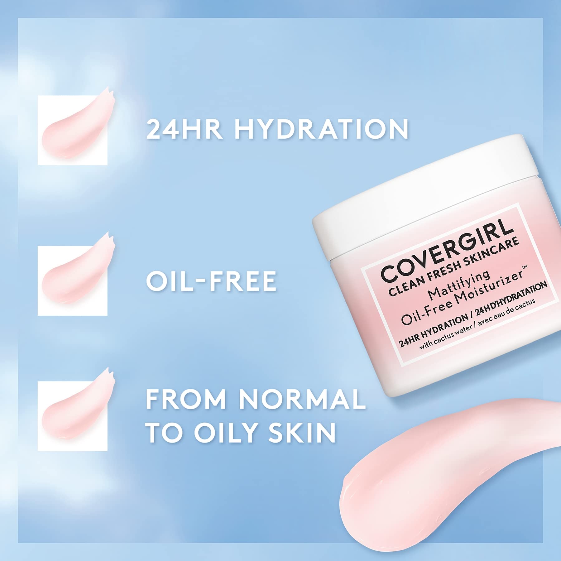 CoverGirl Clean Fresh lightweight formula on face blends smoothly