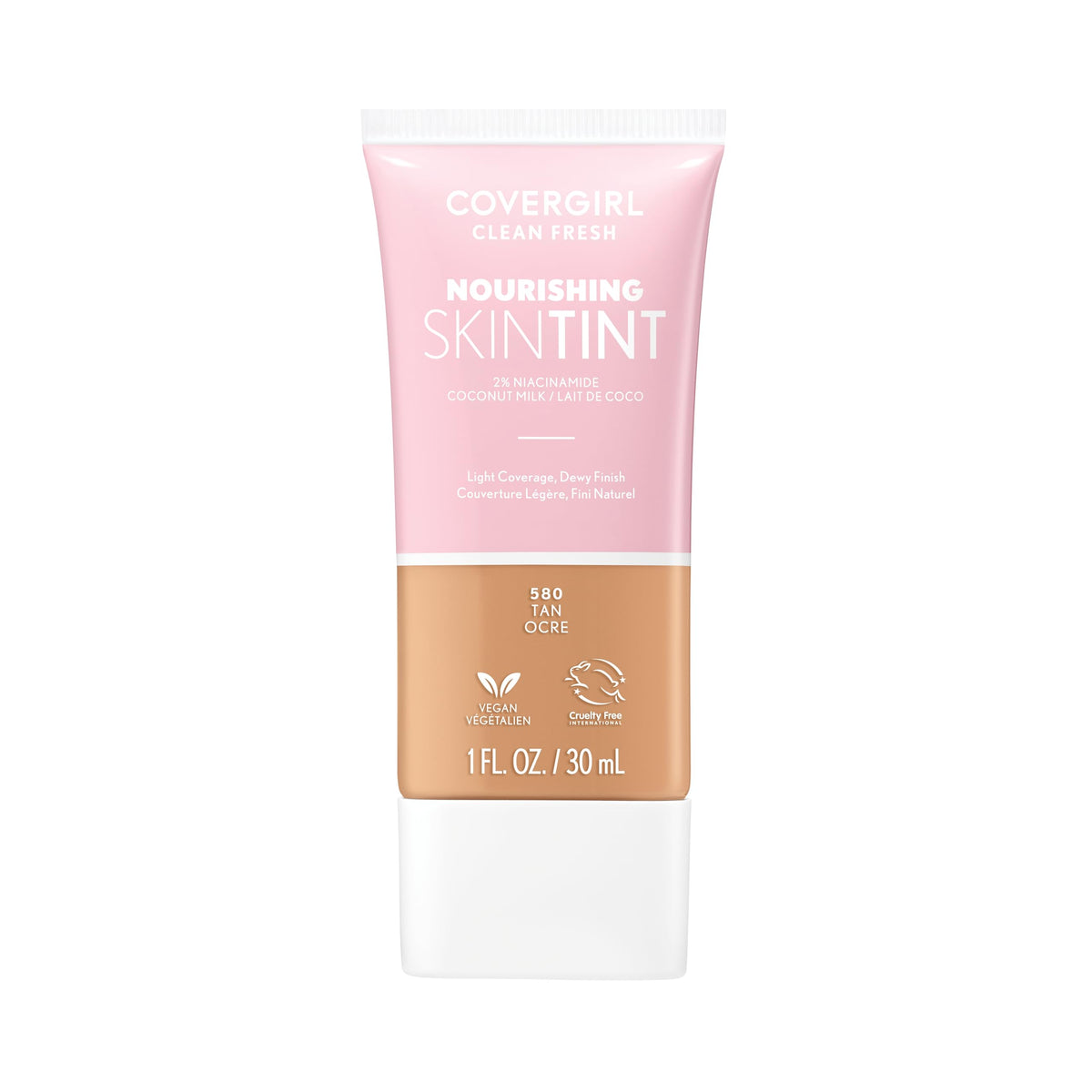 COVERGIRL Clean Fresh Skin Tint Tan bottle offers lightweight coverage for natural glow