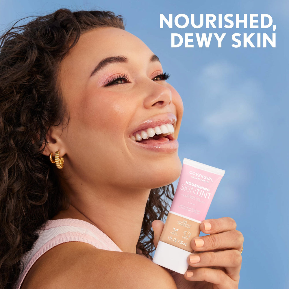 COVERGIRL Clean Fresh Skin Tint application on hand showing lightweight texture