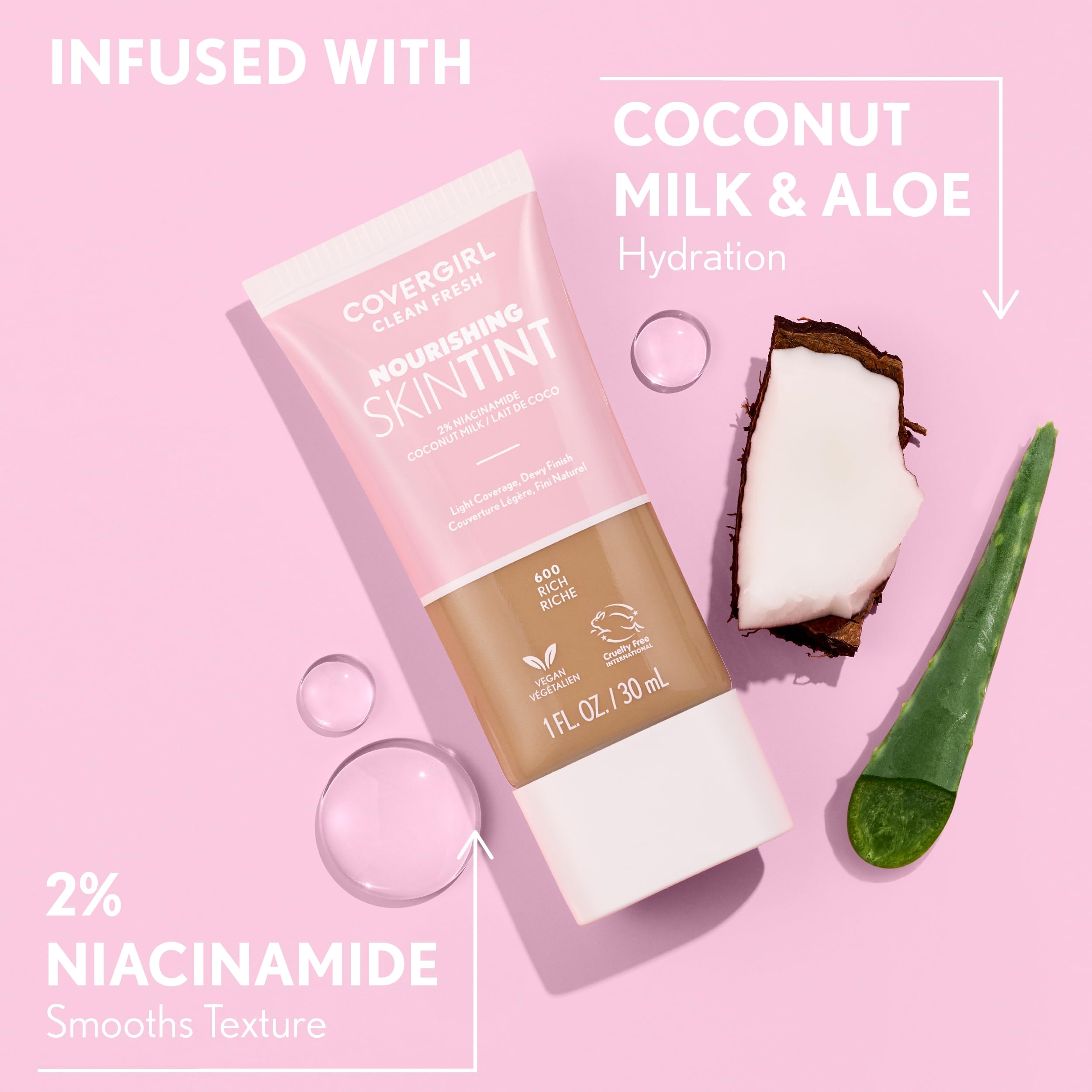 COVERGIRL Clean Fresh Skin Tint vegan label and natural ingredients