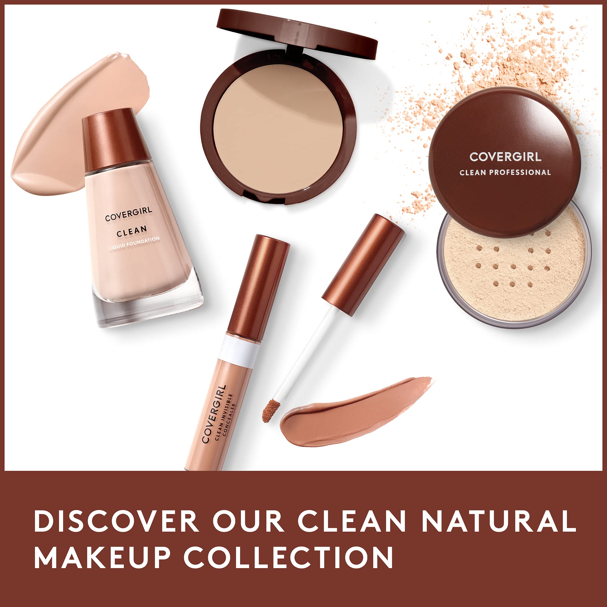 COVERGIRL Clean Makeup Foundation Ivory 105 with Clean Normal Powder for a finished, breathable appearance.