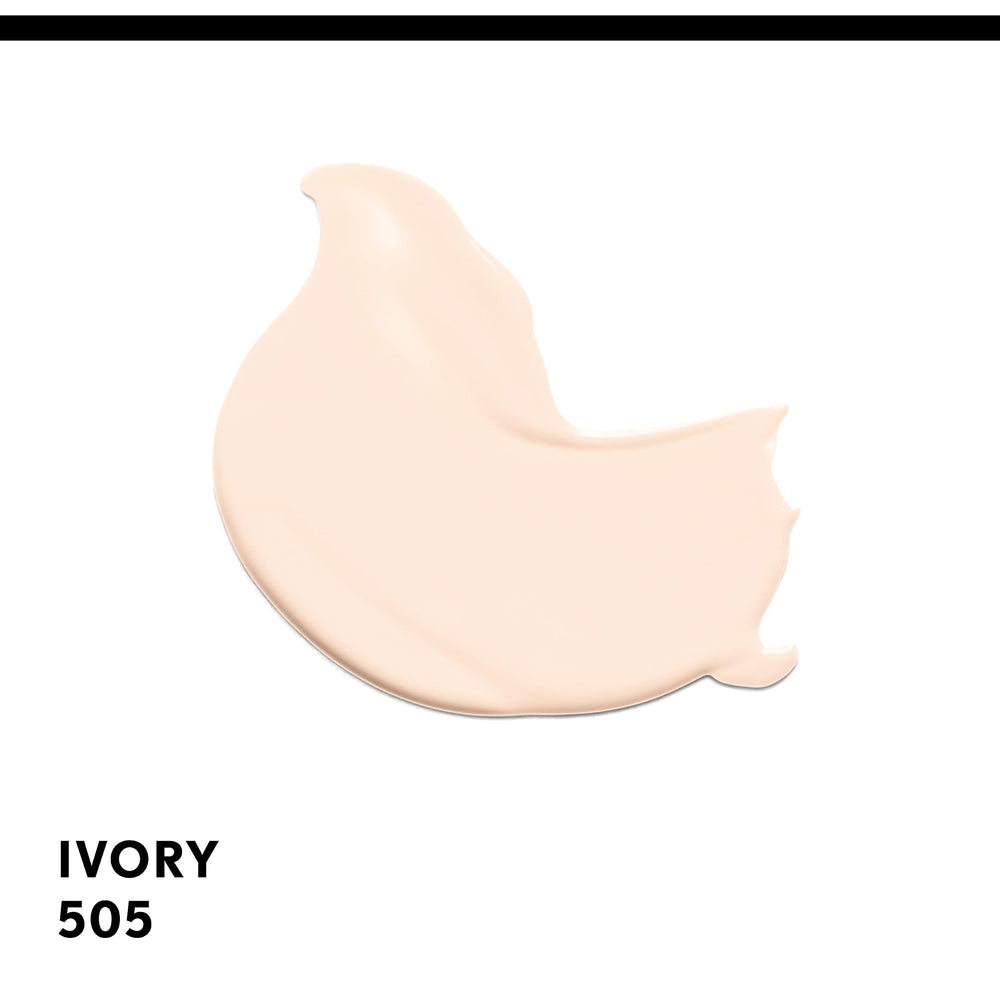 CoverGirl Clean Matte Foundation Ivory 505 swirls on back of hand show smooth texture.