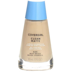 CoverGirl Clean Oil Control Liquid Makeup bottle front in Buff Beige 525 for shine control