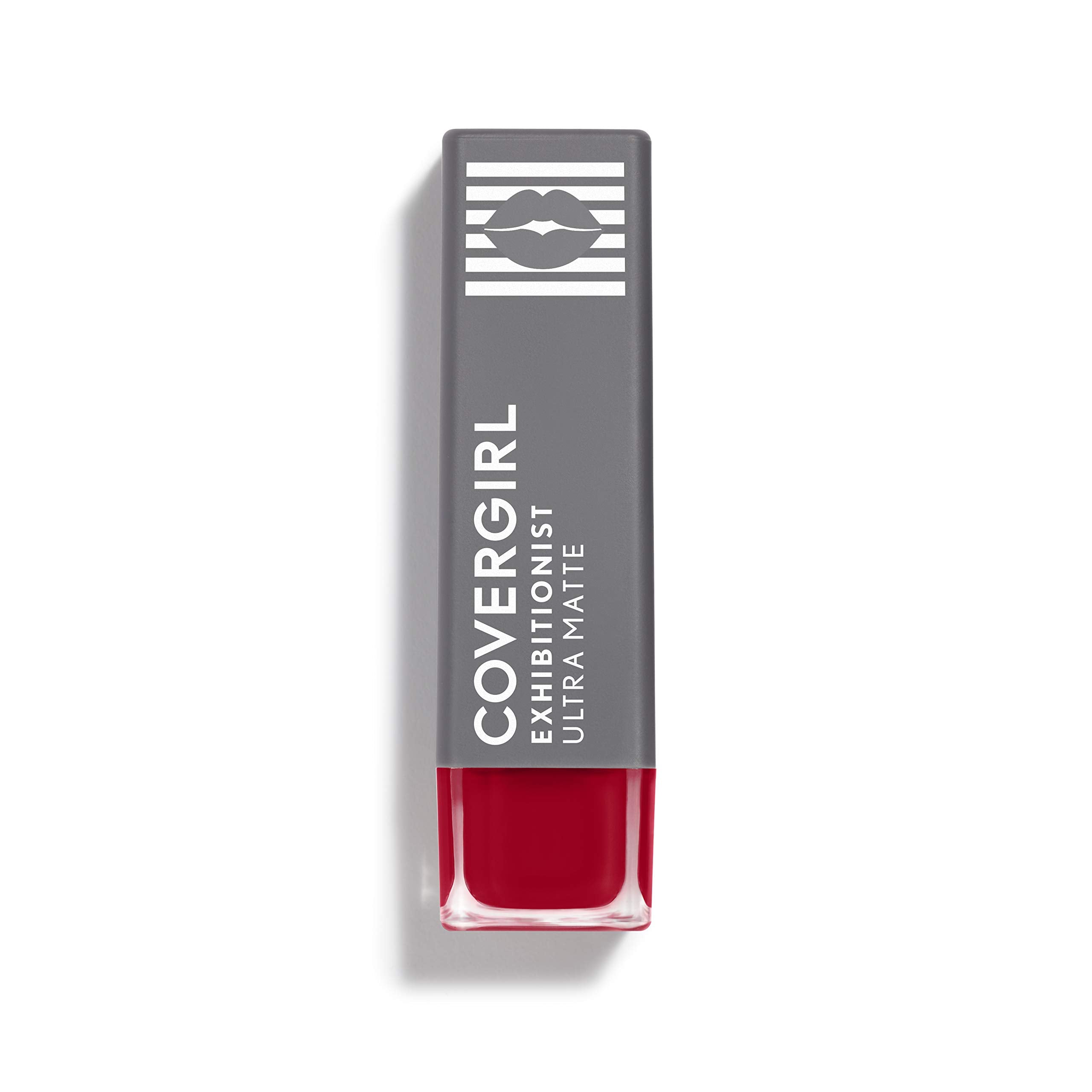 CoverGirl Exhibitionist Ultra Matte Lipstick Sweeten Up applied on lips for even bold color