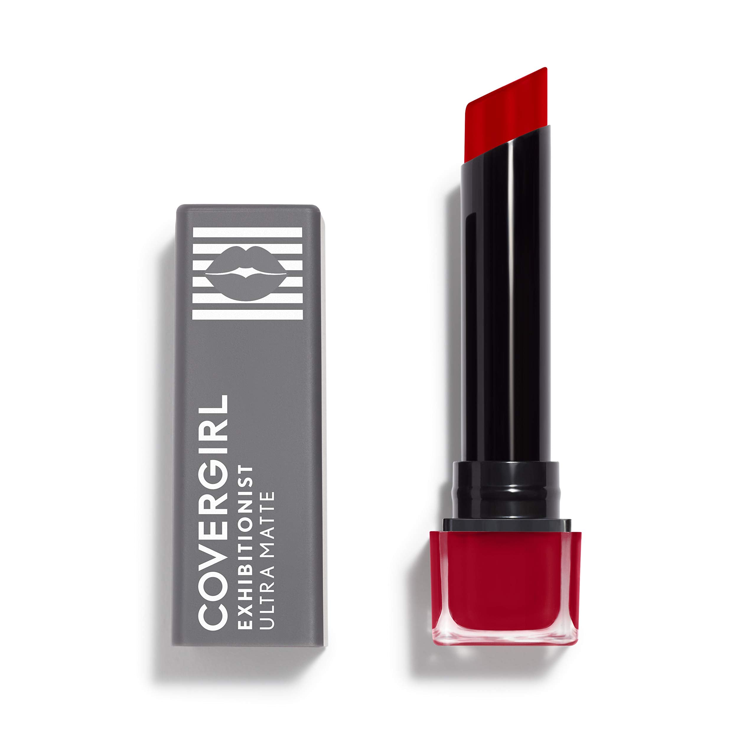 CoverGirl Exhibitionist Ultra Matte Lipstick Sweeten Up swatch shows transfer-resistant color