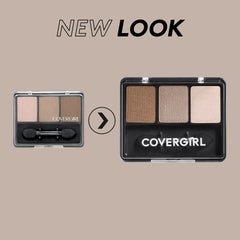 CoverGirl Eye Enhancers 3 Kit Shadow image highlights blendable formulas for long-lasting color.