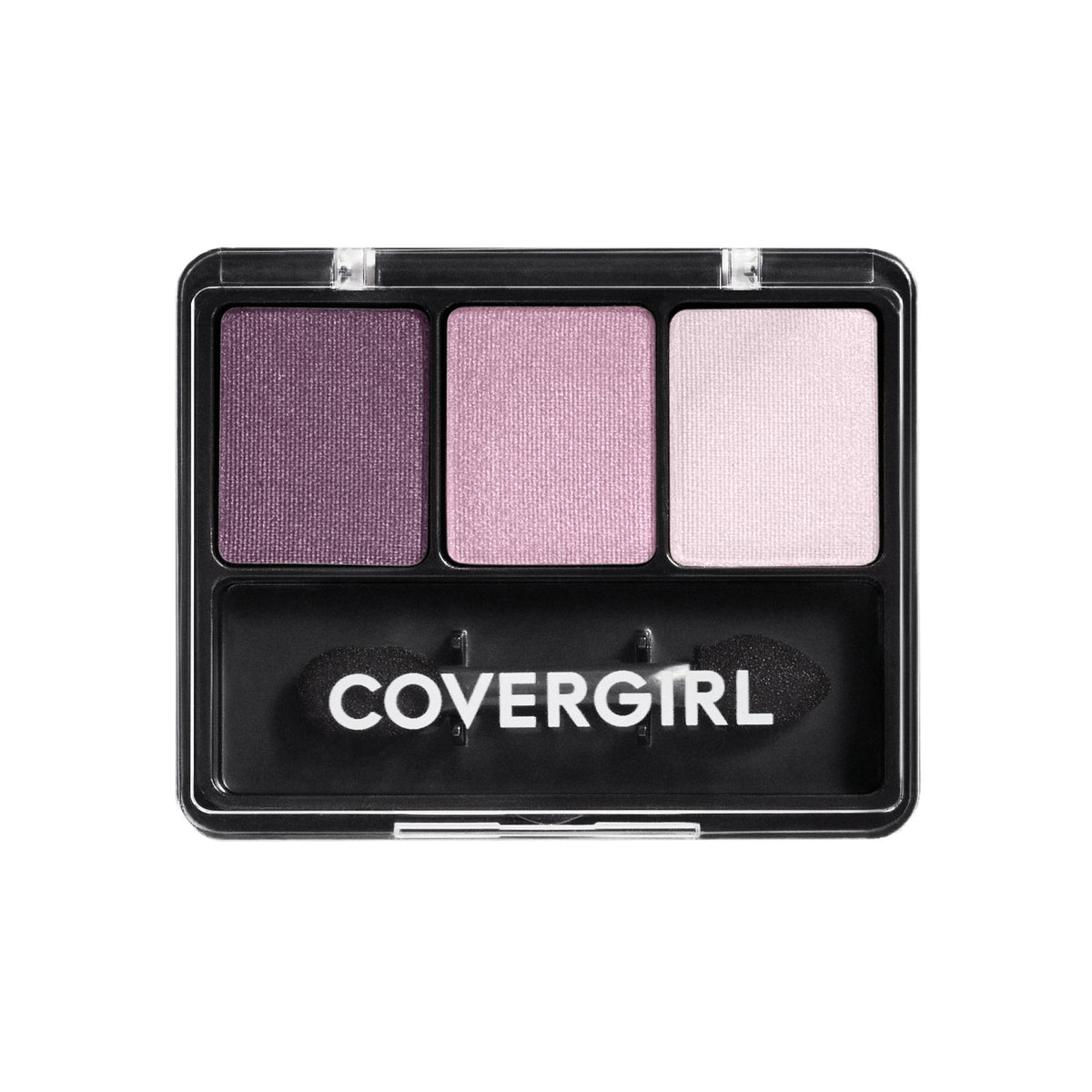 CoverGirl Eye Enhancers Dance Party 125 swatches show matte, pearl, sparkle for versatile day-to-night looks.