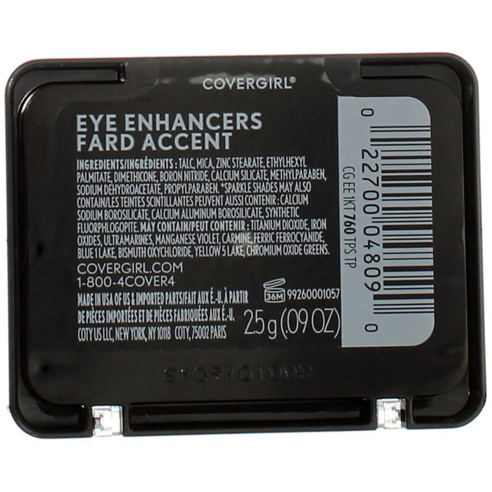 CoverGirl Eye Enhancers Tapestry Taupe 760 closeup highlights a neutral taupe shade for understated drama.